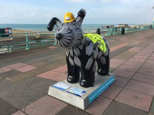Mackley's Snowdog, Flower, looking resplendent on Brighton's seafront